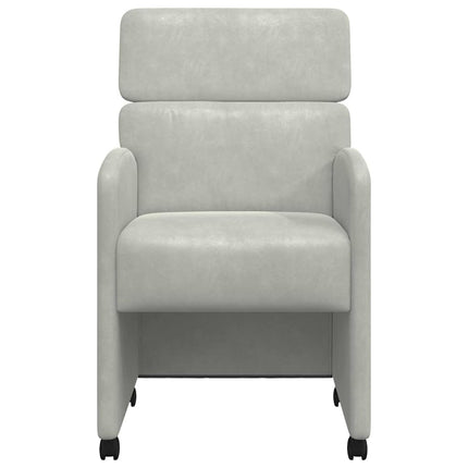 Matstolar med hjul 2 st Sammet Ljusgrå 58 x 65 x 98 cm