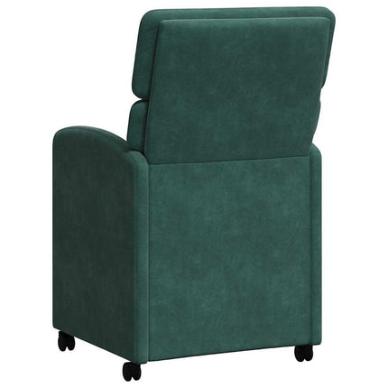 Matstolar med hjul 2 pcs Mörkgrön 58 x 65 x 98 cm Sammet