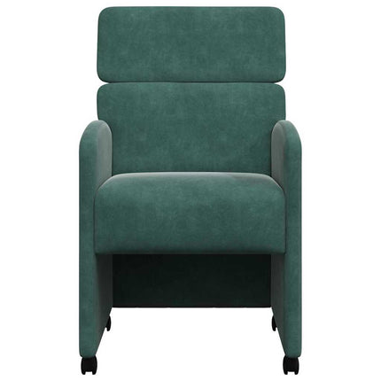 Matstolar med hjul 2 pcs Mörkgrön 58 x 65 x 98 cm Sammet