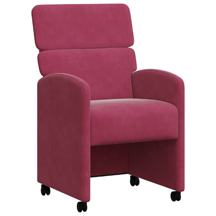 Matstolar med hjul med hjul 2 pcs Vinröd 58 x 65 x 98 cm Sammet