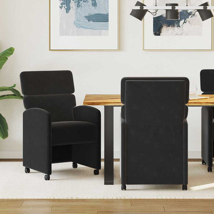 Matstolar med hjul med hjul 2 pcs Svart 58 x 65 x 98 cm Sammet