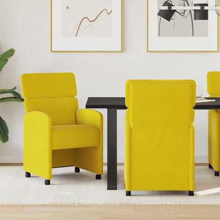 Matstolar med hjul med hjul 2 pcs Gul 58 x 65 x 98 cm Sammet