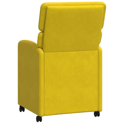 Matstolar med hjul 2 st Sammet Gul 58 x 65 x 98 cm