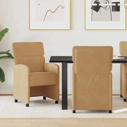Matstolar med hjul med hjul 2 pcs Brun 58 x 65 x 98 cm Sammet