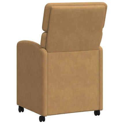 Matstolar med hjul 2 st Sammet Brun 58 x 65 x 98 cm