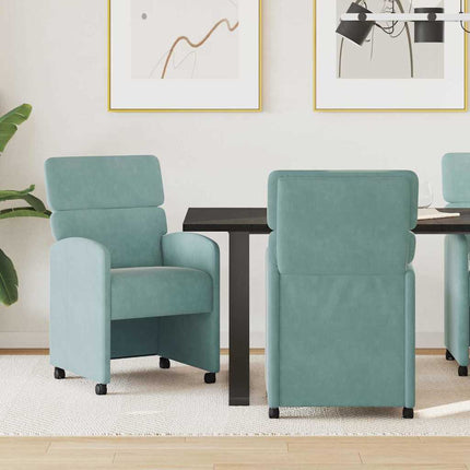 Matstolar med hjul 2 pcs havsgrön 58 x 65 x 98 cm Sammet