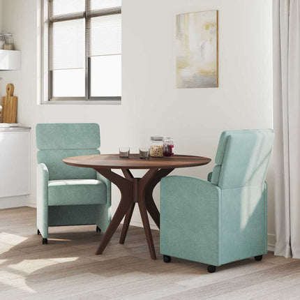 Matstolar med hjul 2 pcs havsgrön 58 x 65 x 98 cm Sammet