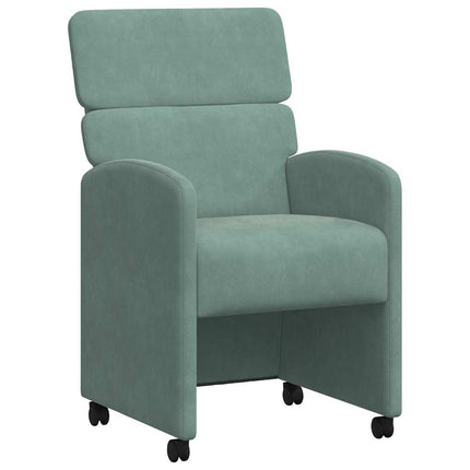 Matstolar med hjul 2 st Sammet havsgrön 58 x 65 x 98 cm