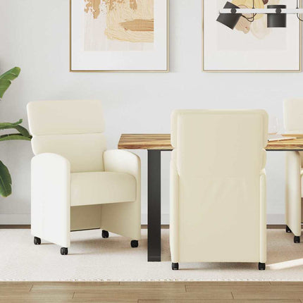 Matstolar med hjul 2 pcs Kräm 58 x 65 x 98 cm Konstläder