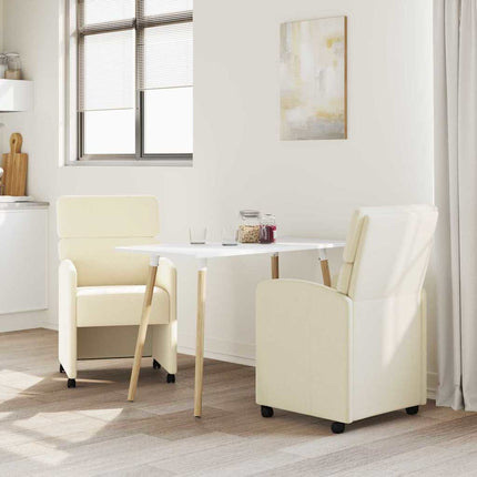 Matstolar med hjul 2 pcs Kräm 58 x 65 x 98 cm Konstläder