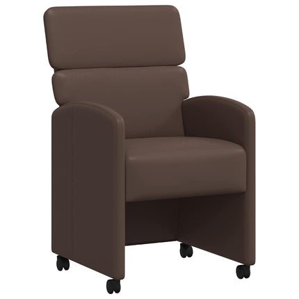 Matstolar med hjul 2 pcs Brun 58 x 65 x 98 cm Konstläder