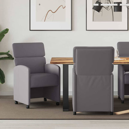 Matstolar med hjul 2 pcs Grå 58 x 65 x 98 cm Konstläder