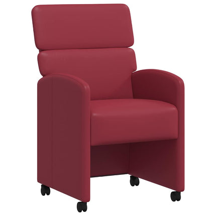 Matstolar med hjul 2 pcs Vinröd 58 x 65 x 98 cm Konstläder