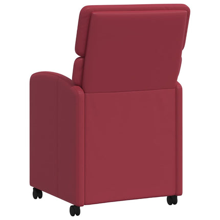 Matstolar med hjul 2 pcs Vinröd 58 x 65 x 98 cm Konstläder