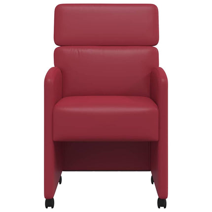 Matstolar med hjul 2 pcs Vinröd 58 x 65 x 98 cm Konstläder