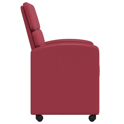 Matstolar med hjul 2 pcs Vinröd 58 x 65 x 98 cm Konstläder