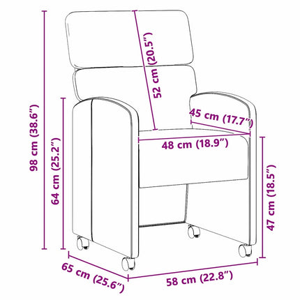Matstolar med hjul 2 pcs Röd 58 x 65 x 98 cm Konstläder