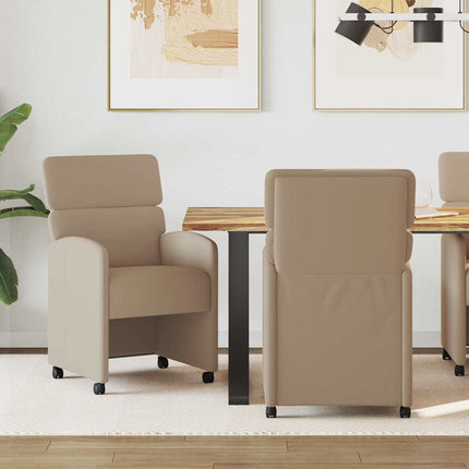 Matstolar med hjul 2 pcs Cappuccino 58 x 65 x 98 cm Konstläder