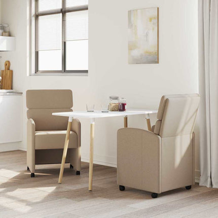 Matstolar med hjul 2 pcs Cappuccino 58 x 65 x 98 cm Konstläder