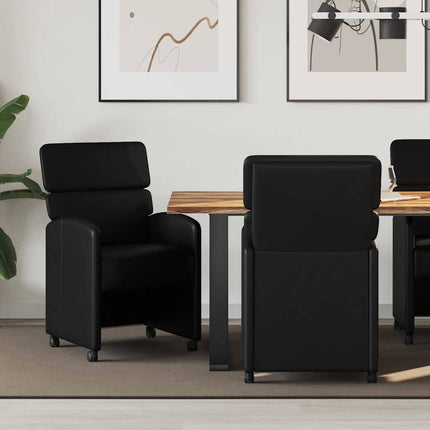 Matstolar med hjul 2 pcs Svart 58 x 65 x 98 cm Konstläder