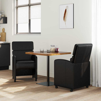 Matstolar med hjul 2 st Konstläder Svart 58 x 65 x 98 cm