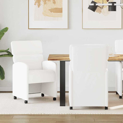 Matstolar med hjul 2 pcs Vit 58 x 65 x 98 cm Konstläder