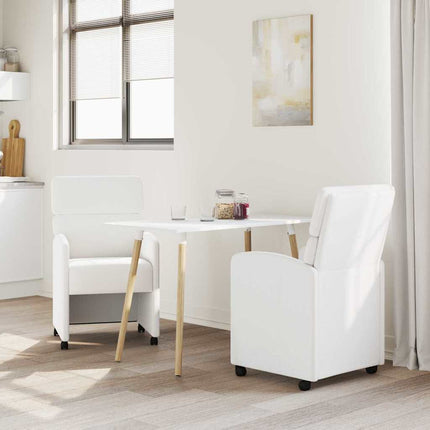 Matstolar med hjul 2 pcs Vit 58 x 65 x 98 cm Konstläder