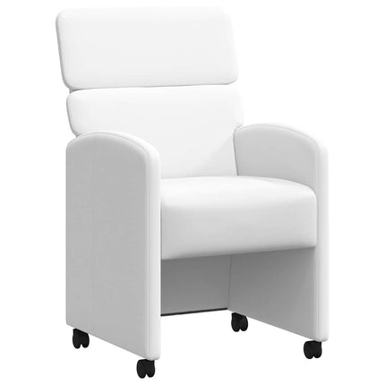 Matstolar med hjul 2 pcs Vit 58 x 65 x 98 cm Konstläder