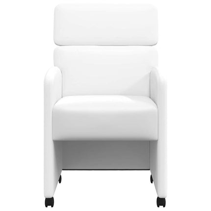 Matstolar med hjul 2 pcs Vit 58 x 65 x 98 cm Konstläder