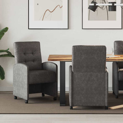 Matstolar med hjul 2 pcs Svart 58 x 67 x 97 cm Konstläder