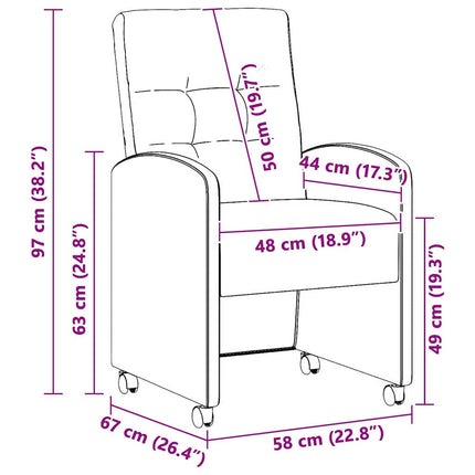 Matstolar med hjul 2 pcs Svart 58 x 67 x 97 cm Konstläder