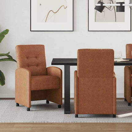 Matstolar med hjul 2 pcs Brun 58 x 67 x 97 cm Konstläder