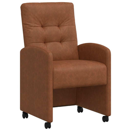 Matstolar med hjul 2 pcs Brun 58 x 67 x 97 cm Konstläder