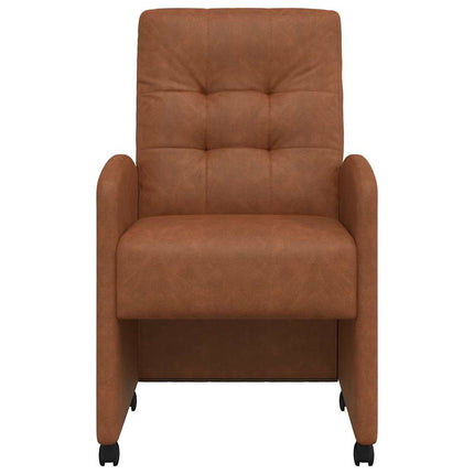 Matstolar med hjul 2 st Konstläder Brun 58 x 67 x 97 cm