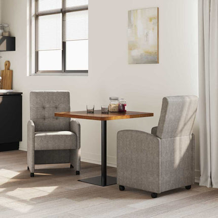 Matstolar med hjul 2 pcs Grå 58 x 67 x 97 cm Konstläder