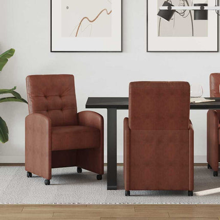 Matstolar med hjul med hjul 2 pcs Skinande brun 58 x 67 x 97 cm