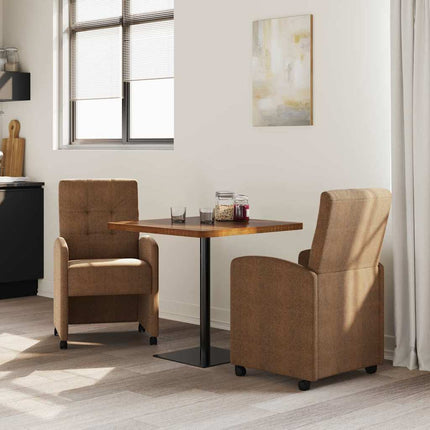 Matstolar med hjul 2 pcs Brun 58 x 67 x 97 cm Faux mockaläder