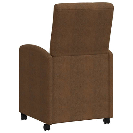 Matstolar med hjul 2 pcs Brun 58 x 67 x 97 cm Faux mockaläder