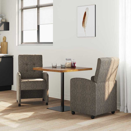 Matstolar med hjul 2 st Faux mockaläder Mörkgrå 58 x 67 x 97 cm
