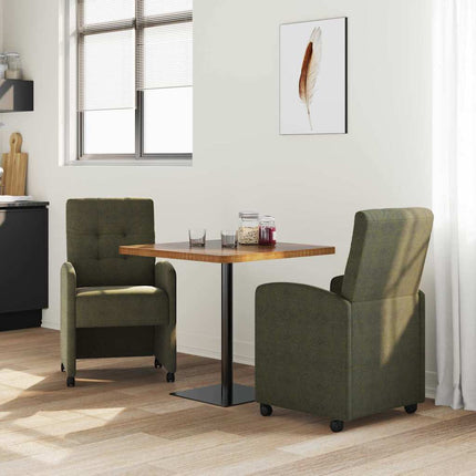 Matstolar med hjul med hjul 2 pcs Armégrön 58 x 67 x 97 cm