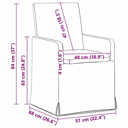 Matstolar 2 pcs Kräm 57 x 67 x 95 cm tyg