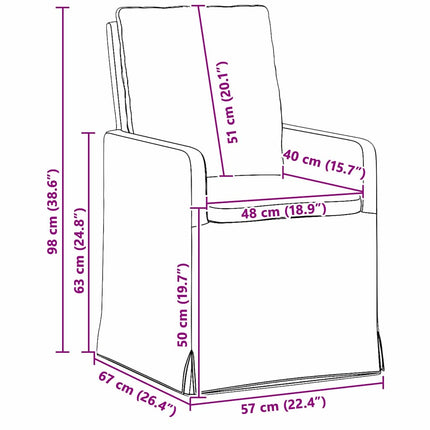 Matstolar 2 pcs Mörkgrå 57 x 67 x 98 cm tyg