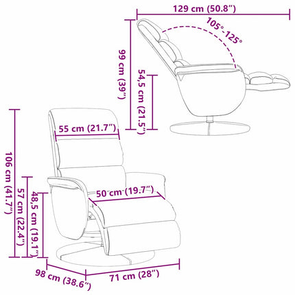 Reclinerfåtölj Vit 98 x 71 x 106 cm PU
