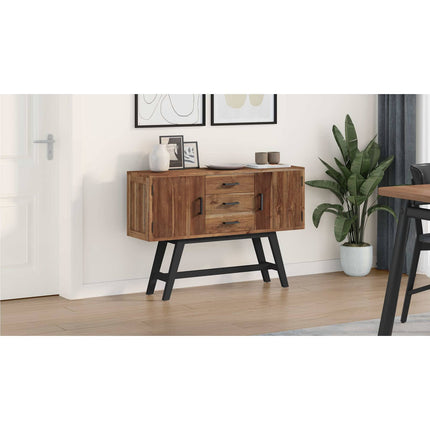 TV-bänk med låda Naturfärg 110 x 30 x 75 cm Massivt teakträ