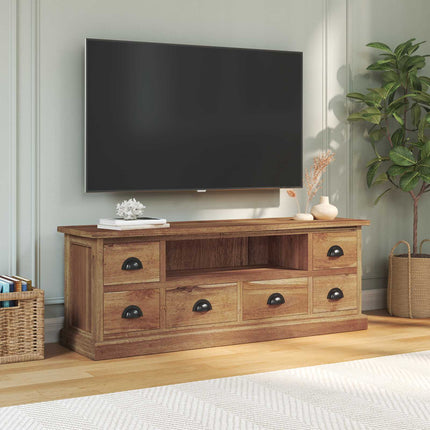 TV-bänk med låda Naturfärg 110 x 30 x 40 cm Massivt teakträ