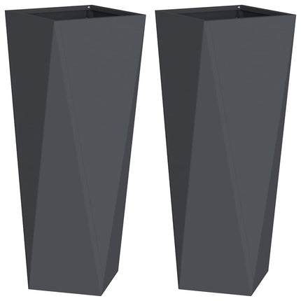 Planteringskärl 2 pcs Antracit 30 x 30 x 75 cm Stål