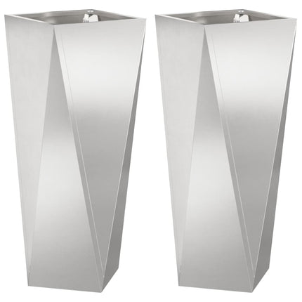 Planteringskärl 2 pcs Silver 30 x 30 x 75 cm Rostfritt stål