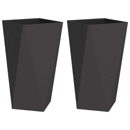 Planteringskärl 2 pcs Svart 40 x 40 x 75 cm Stål