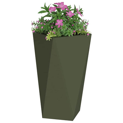 Planteringskärl 2 pcs Olivgrön 40 x 40 x 75 cm Stål