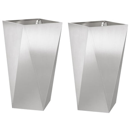 Planteringskärl 2 pcs Silver 40 x 40 x 75 cm Rostfritt stål